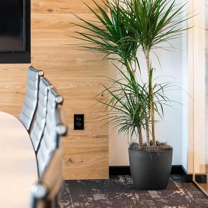 American Essence Memphis Small Round Plastic Planter - 13 in x 13 in x 11.6 in - Charcoal Metallic