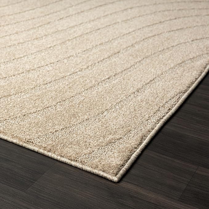 LUXE WEAVERS Modern Geometric Wave Beige 5x7 Area Rug