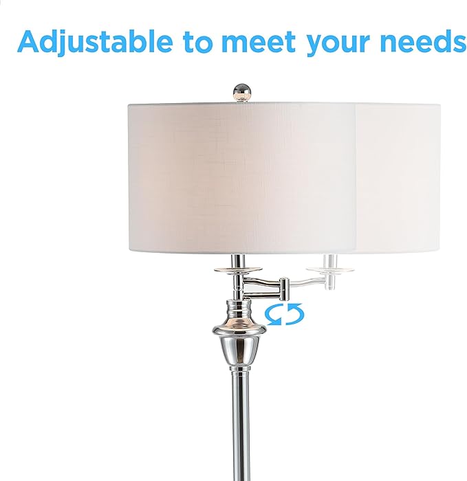 JONATHAN Y JYL3055B Cora 60" Metal/Glass LED Side Table and Floor Lamp Contemporary,Transitional for Bedrooms, Living Room, Office, Reading, Chrome