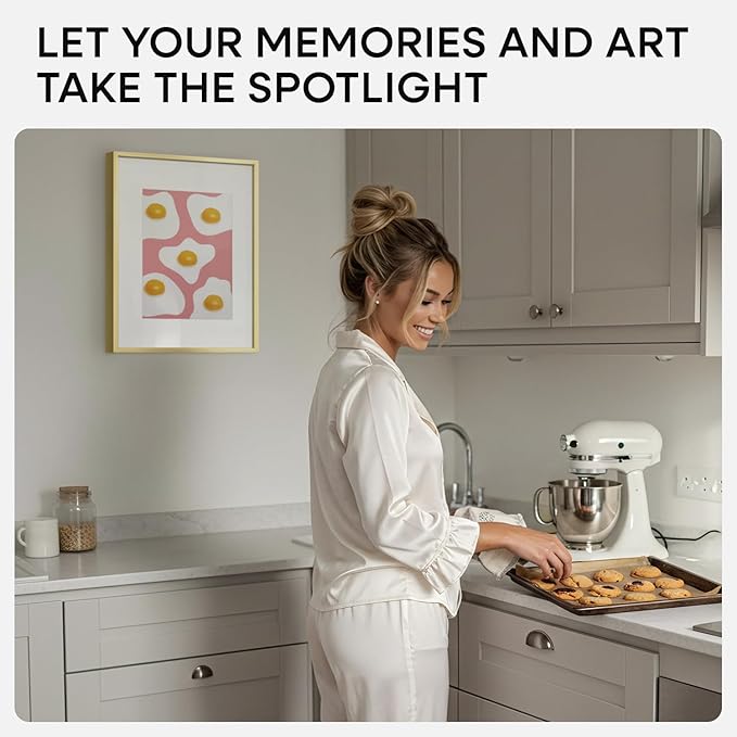 Homeforia A3 Picture Frame Gold, High End Metal 11.7 x 16.5 inch Poster Frames with Mat 8.3 by 11.7 for Photo, A3 Size Frames Matted to A4 Print, 11.7x16.5 Wall Hanging Frame, Tempered Glass, Set of 3