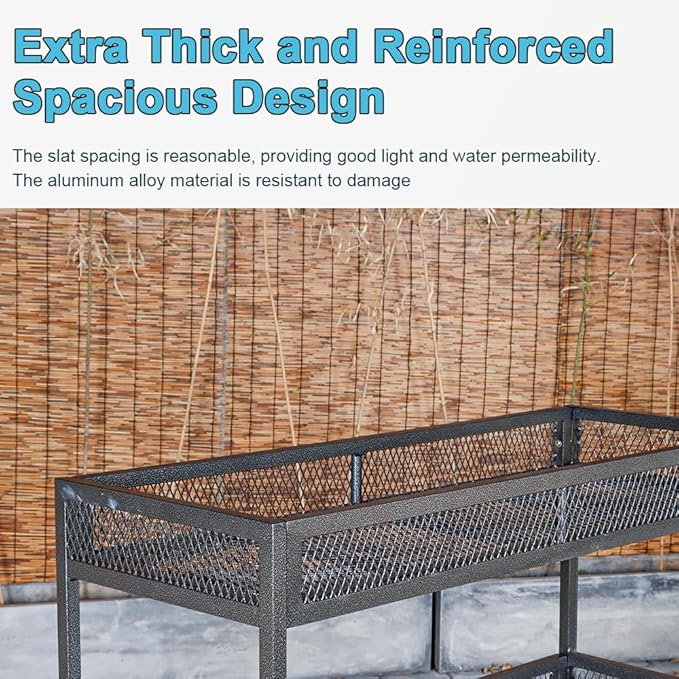 Outdoor Heavy-Duty 3-Tier Moving Garden Cart Sturdy Metal Plant Stand with High-Capacity Load & Rotating Wheels