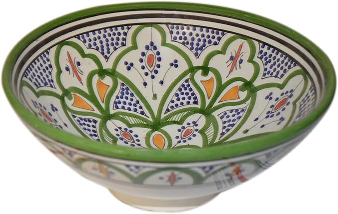 Treasures Of Morocco Ceramic Bowls Moroccan Handmade Serving Exquisite Piece With Vivid Colors 10 inches in Diameter