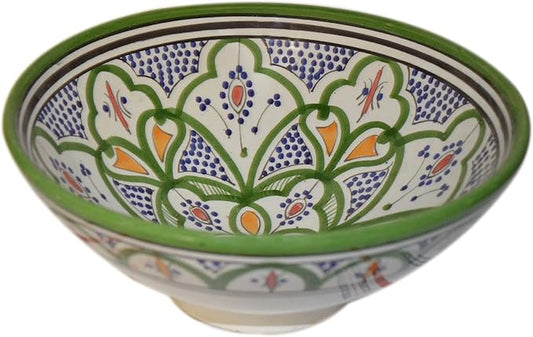 Treasures Of Morocco Ceramic Bowls Moroccan Handmade Serving Exquisite Piece With Vivid Colors 10 inches in Diameter