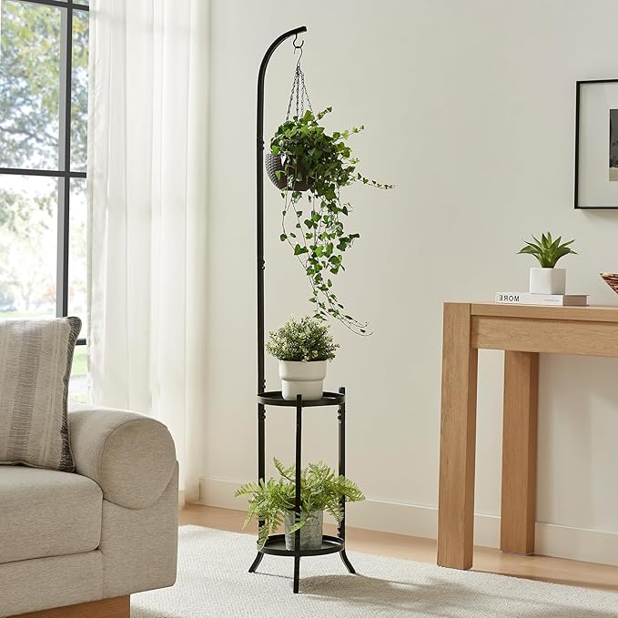 3 Tier Metal Plant Stands, Metal Corner Tall Plant Stands for Multiple Plants, Modern Flower Pot Holder Shelf Display Rack