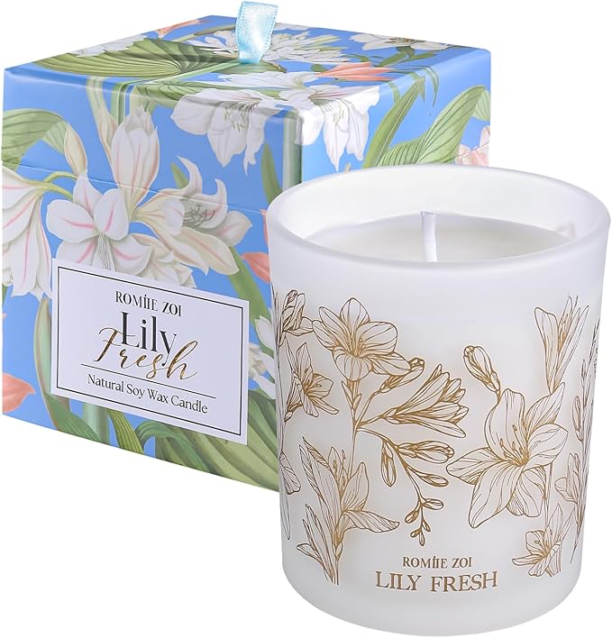 ROMIIE ZOI Scented Candle - Lily Fresh - 6oz Soy Wax Candle for Home, Gifts for Women