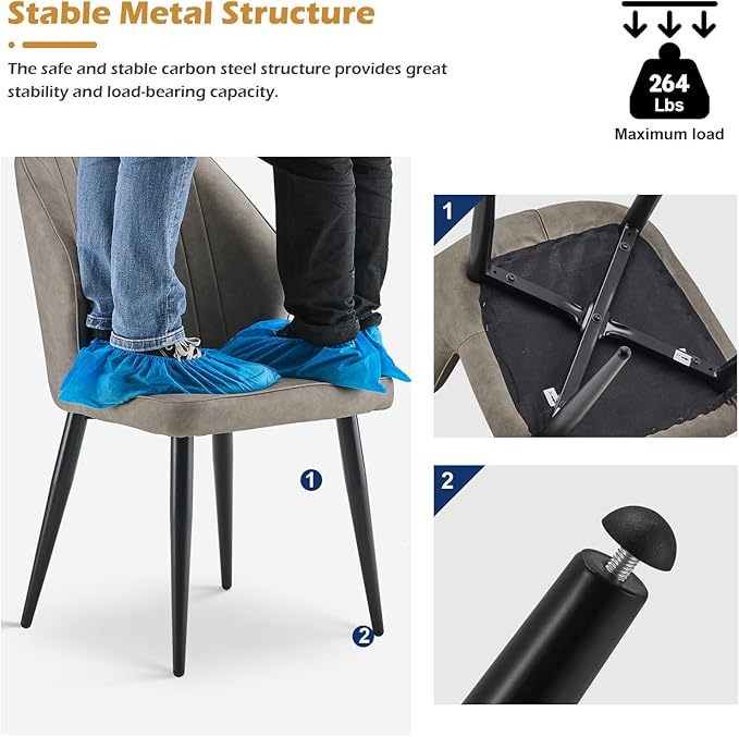 CLIPOP Faux Leather Dining Chairs Set of 6, Modern Kitchen Chairs with Upholstered Seat, High Back, Dining Room Chairs for Kitchen, Greige