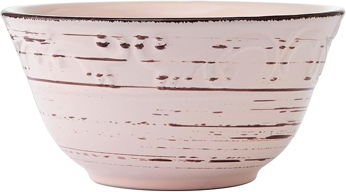 Pfaltzgraff Trellis Pink 12 Piece Dinnerware Plate Bowl Set, Service for 4
