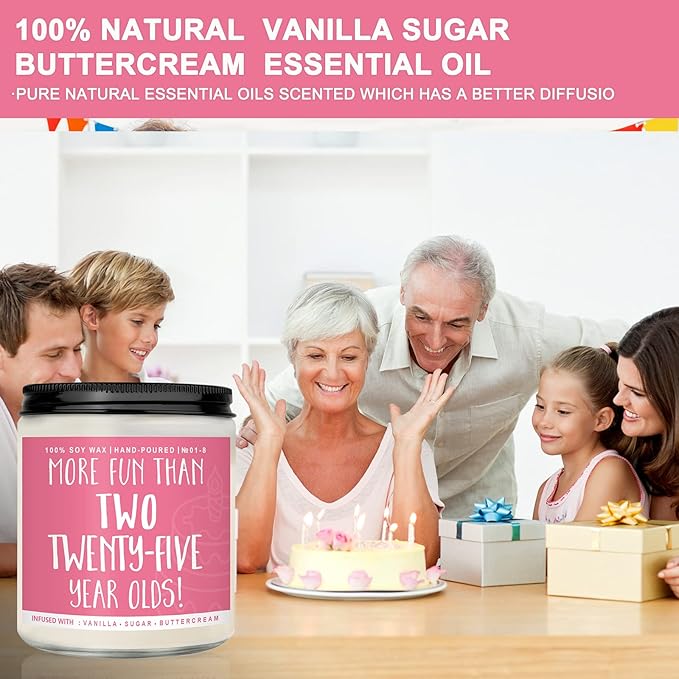 50th Birthday Gifts for Women, Perfect Birthday Present, Funny Presents for Mom, Friends, Wife, Sister, 7oz Vanilla Cream-Scented Candle
