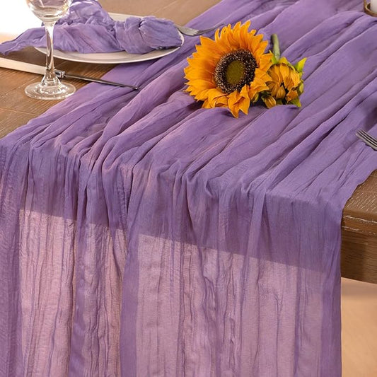 Lavender Purple Cheesecloth Table Runner Fall Table Runner Boho Gauze 120 Inches Cheese Cloth Fall Table Decorations for Thanksgiving Wedding Bridal Baby Shower Birthday Garden Party