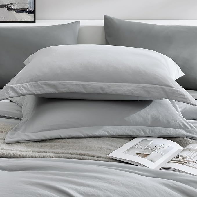 WRENSONGE Twin Comforter Set- 5 Pieces Light Grey Bed in a Bag, All Season Twin XL Bedding Sets with 1 Fitted Sheet, 1 Flat Sheet, 1 Pillow Sham and 1 Pillowcase