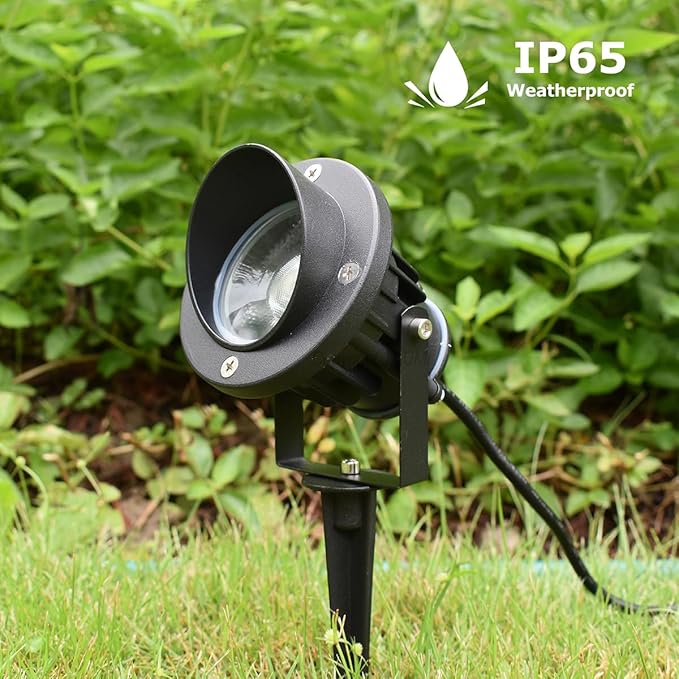 GBS9709 LED Landscape Spotlight with Stake, 9W 120V AC, Flag Spotlight Outdoor, Landscape Lights, 75 watt Replacement, 36" Cord with Plug, Metal Spike Stand, Not Dimmable (Pack of 2)