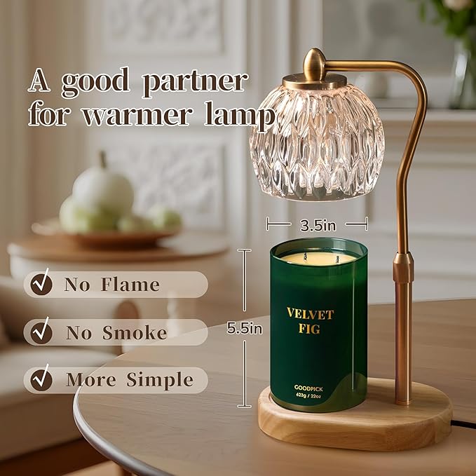 Goodpick Velvet Fig Scented Candle, Soy Wax 22oz 120H Long Burning, Juicy Fig & Creamy Hazelnut, Home Aromatherapy Candles