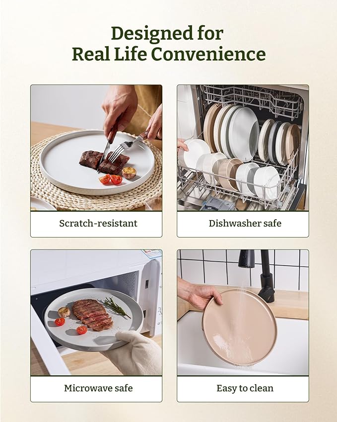 Famiware Nebula Plates and Bowls Set, 24 Pieces Dinnerware Sets, Dishes Set for 8, Multi-color