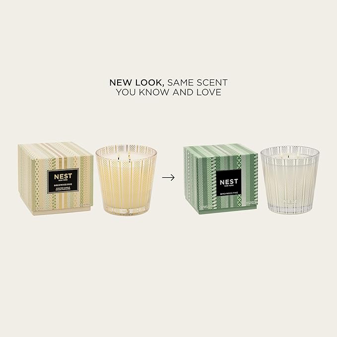 NEST New York Scented 3-Wick Candle, Birchwood Pine - 21.2 oz - Up to 100-Hour Burn Time - Reusable Glass Vessel