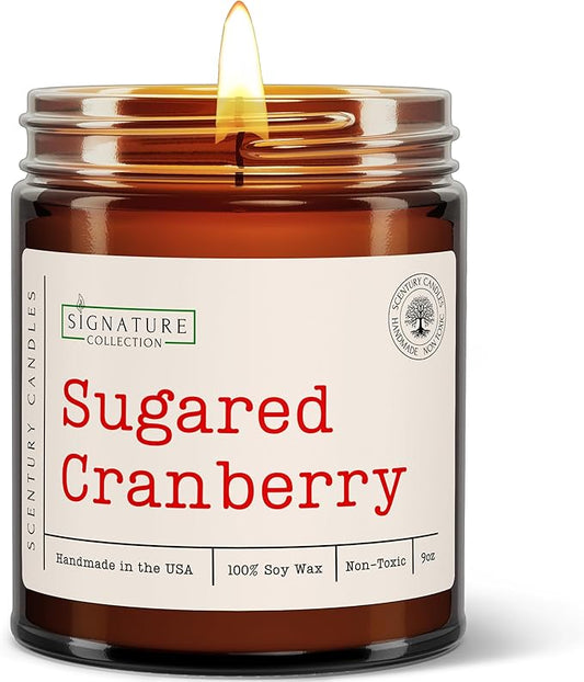 Sugared Cranberry Scented Candle, Many Scents to Choose from, All Natural Non-Toxic Soy Wax, Handmade in The USA (Sugared Cranberry)