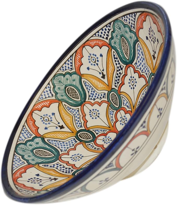 Ceramic Bowls Moroccan Handmade Serving Exquisite Piece With Vivid Colors Large 12 inches Across