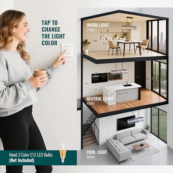 Siljoy Modern Crystal Chandelier for Dining Room, 7 Lights Black Large Rectangular Farmhouse Crystal Chandelier Industrial Linear Pendant Ceiling Light for Living Room Kitchen Island Bar L47''