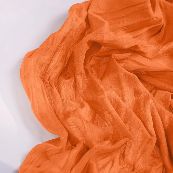Orange Cheesecloth Table Runner 6 Pack Halloween Orange Table Runners Boho Gauze 120 Inches Cheese Cloth Fall Table Decorations for Thanksgiving Weddings Bridal Baby Shower Party Decor