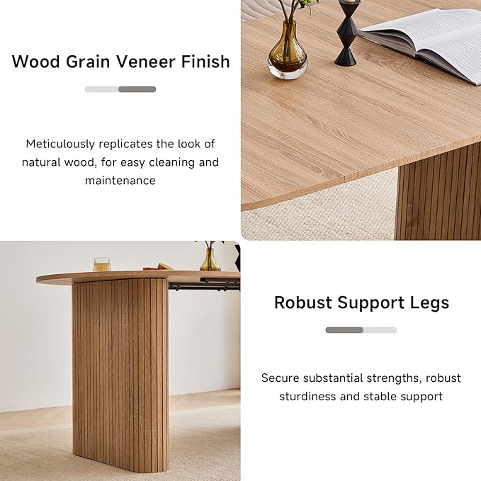 5-Piece Dining Table Set for 4 6 People with Heavy Duty Legs Dining Room Tables Set for 4 Table and Chairs for Living Room Kitchen Apartment(Natural Table with 4 Green Chairs)