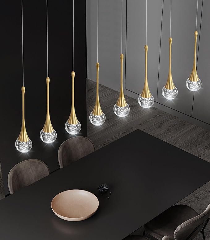 8 Light Modern Glam Crystal Rectangular Chandelier for High Ceiling LED Dimmable Ceiling Pendant Light Kitchen Island Staircase Foyer Enterway Living Room Chandelier Lighting Antique Gold