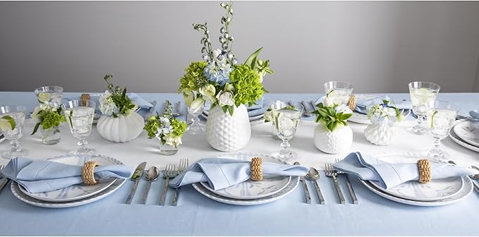 Solino Home Linen White Table Runner 156 Inches Long - 100% Pure Linen Extra Long Table Runner 14 x 156 Inch for Fall, Autumn, Halloween, Thanksgiving, Christmas, Holiday - Classic Hemstitch