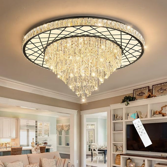 Luxury Modern Crystal Chandelier Lighting Elegant Dining Room Living Room Fixture Chandeliers with 60W LED Dimmable Lights Black