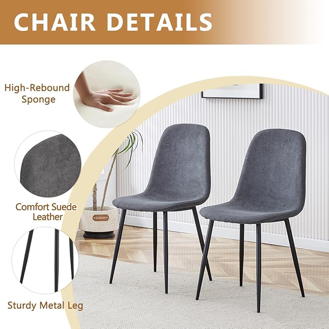 9 Piece Glass Dining Table Set, Kitchen Table Chairs Set for 8, 71'' Dining Table with 0.4" Tempered Glass Tabletop with Plated Metal Legs and MDF Crossbar, 8 Chairs for Dining Room, Kitchen.