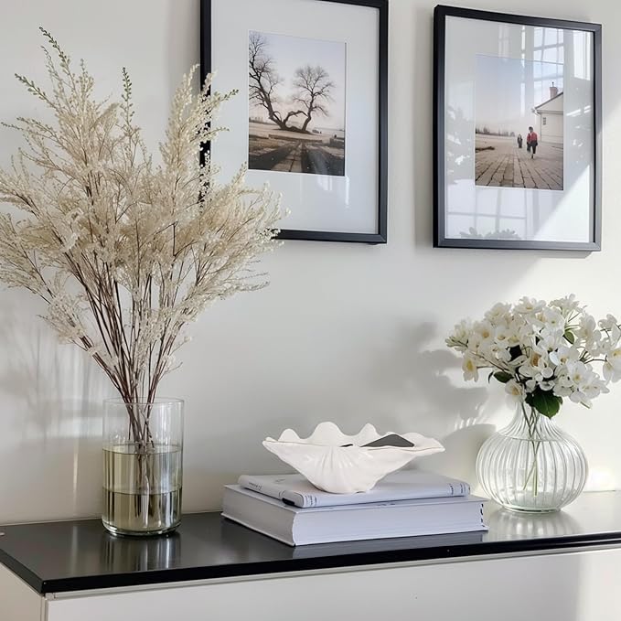 White Large Shell Bowl Decorative – 11" Ceramic Clam Shell Dish for Home Decor, Coastal Large Sea Shell Bowl for Bathroom Vanity, Entryway, or Dresser, Jewelry Holder, Key Tray, Fruit Bowl