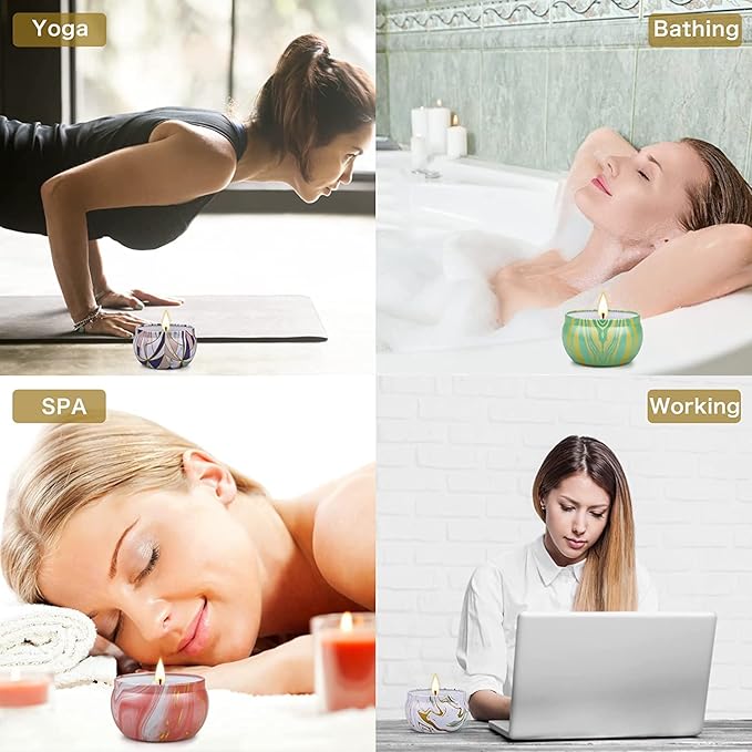 6 Pack Scented Candles Gifts Set, Aromatherapy Candles for Home Scented, Natural Soy Candles Gifts for Women, 120H Burning Time, Portable Small Jar Candle Set for Travel,Yoga, Bath, Spa