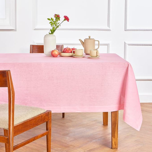 Solino Home Linen Square Tablecloth 52 x 52 Inch - 100% Pure Linen Pink Lemonade Table Throw - Fete, Machine Washable Table Cloth for Halloween
