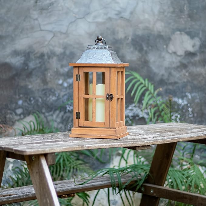 Bdor Lantern Decorative (Set of 2) - 15in IP65 Waterproof Vintage Style Candle Lantern, Decorative Lanterns for Home Decor, Indoor Outdoor, Front Porch, Garden, Farmhouse Weddings Style (No Candles)