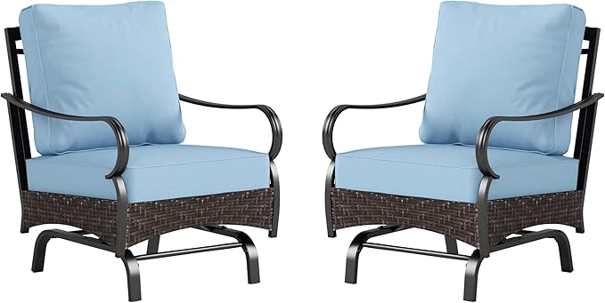 Rocking Patio Sofa Chairs - 2 PCS Outdoor Rocking Armchairs, Patio Seating with High Back Deep Seat for Porch Deck Balcony