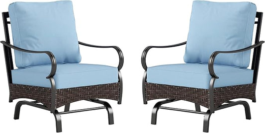 Rocking Patio Sofa Chairs - 2 PCS Outdoor Rocking Armchairs, Patio Seating with High Back Deep Seat for Porch Deck Balcony