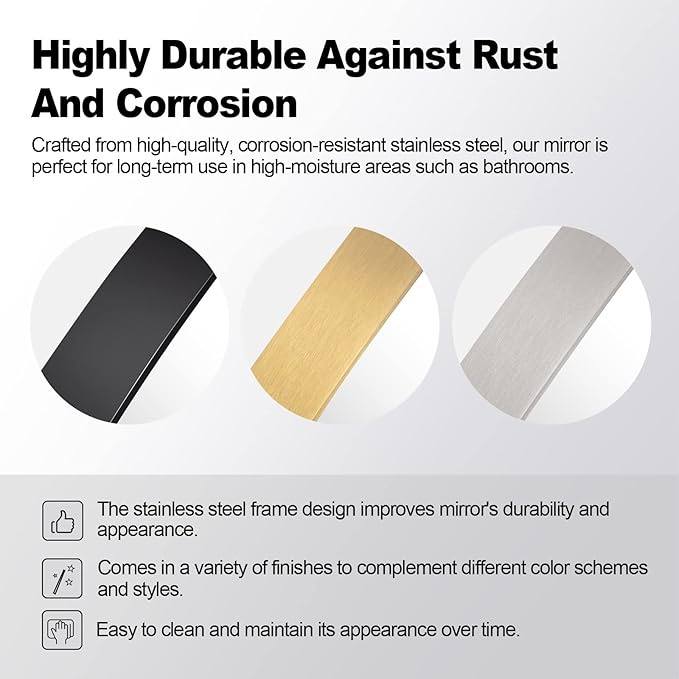 ANDY STAR Brushed Nickel Mirror, 24"x32" Silver Asymmetrical Wall Mirror for Bathroom, Unique Irregular Design with SUS304 Stainless Steel Metal Frame, Ideal for Bathroom, Bedroom, Entryway