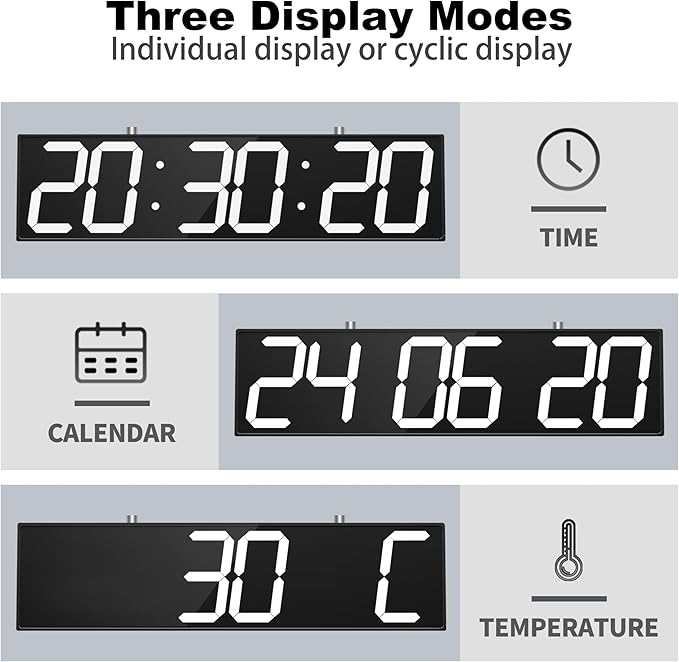 28.5‘’ Double Sided Digital Wall Clock, Multifunctional Led Countdown Clock with Timer, Temperature and Date Display, Hanging Digital Clock Large Display for Corridors, Hospitals (White)
