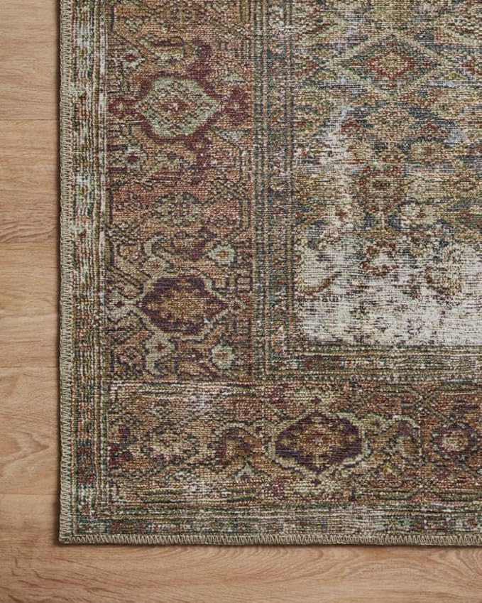 Loloi Amber Lewis Georgie Collection GER-07 Moss/Salmon 5'-0" x 7'-6", .19" Pile Height, Area Rug