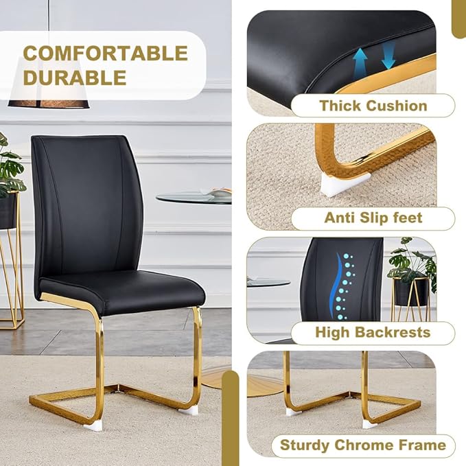 71'' Modern Dining Table Set for 6,7 Piece Glass Dining Table Set with Open‑Frame X‑Shaped Golden Metal Base,Gold Kitchen Table and Chairs Ideal for Dining Room&Home Office