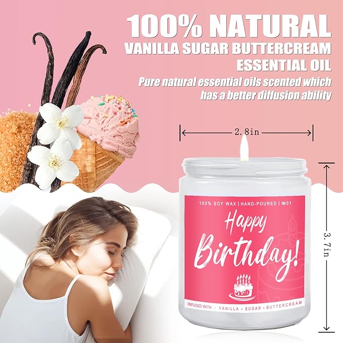 Birthday Gifts for Women, Perfect Birthday Present, Funny Presents for Mom, Friends, Wife, Sister, 7oz Vanilla Cream-Scented Candle
