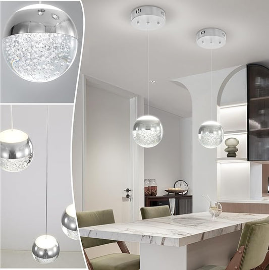 Crystal Pendant Light for Kitchen Island,Small Chandelier Lights Fixture, Hanging Lighting Ceiling Light Fixture Modern Adjustable Pendant Lighting for Dining Room Bedroom