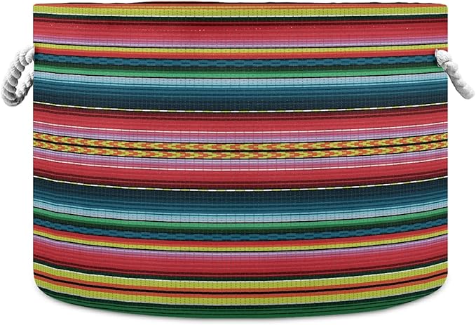 xigua Large Storage Cotton Rope Basket Mexican Serape Blanket Stripes Colorful Laundry Hamper
