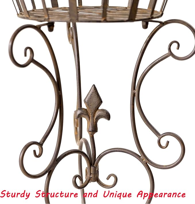 2 Pack Metal Tall Plant Stands, 25 Inch Wrought Iron Plant Stand, Heavy Duty Pot Stand Pedestal Holders, Unique Decorative Potted Planter Display Rack for Indoor Outdoor Garden Patio Lawn