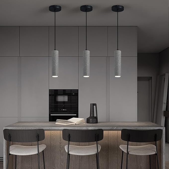 Modern Black LED Concrete Pendant Light Kitchen Islandceiling Light Fixture Pendant Lighting for Dining Room Coffee Club Resturant Bar Living Room(1-Pack)