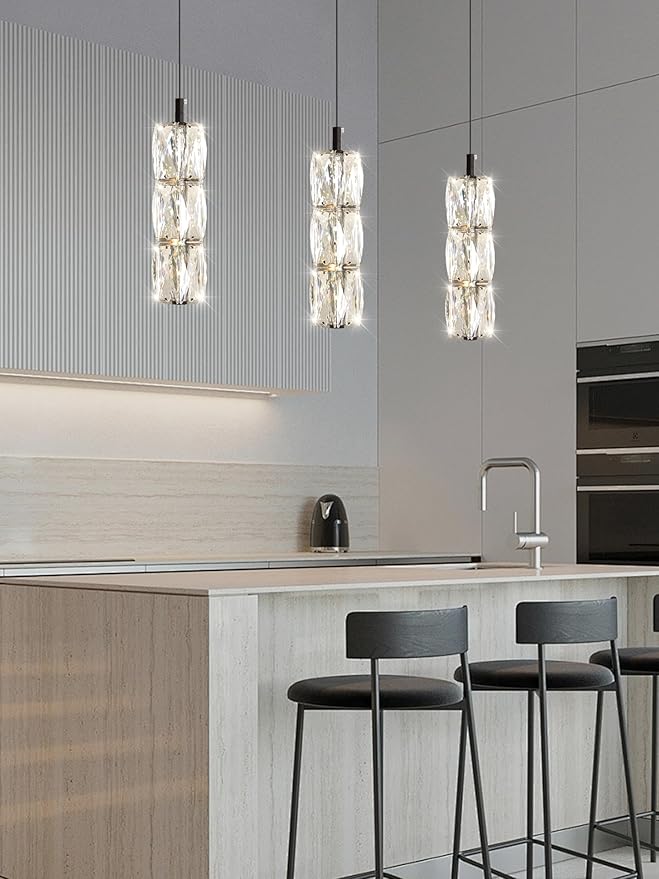 Modern Pendant Lighting 1-Light Chandelier Black Pendant Light Indoor Hanging Light Fixture for Kithchen Island Dinning Room Bedroom