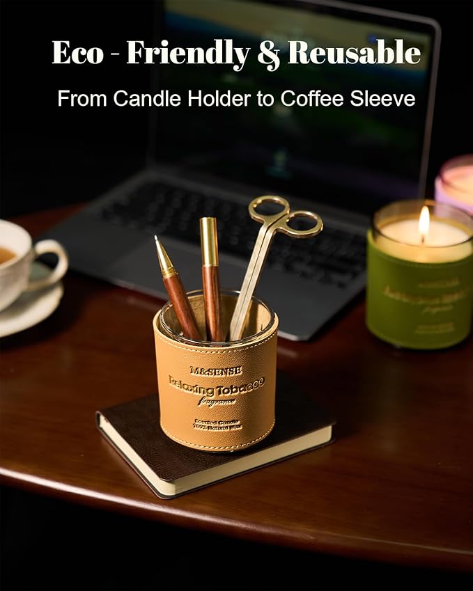 M&SENSE Cinnamon Tobacco Scented Candles,Vegan Soy Wax Candle,10oz 42-Hour Slow Burning Time,No Toxin Naturally Scented Home Fragrance for Stress Relief in Sleep & Living Rooms,Gifts for Dad Man