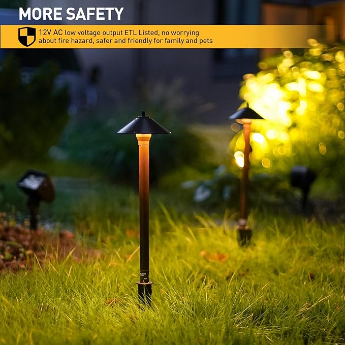 10W Pro Style Low Voltage Landscape Pathway Lights Kit 8Pack, 2700K Warm White, Decorative Yard & Garden Lighting 8308-9103-08