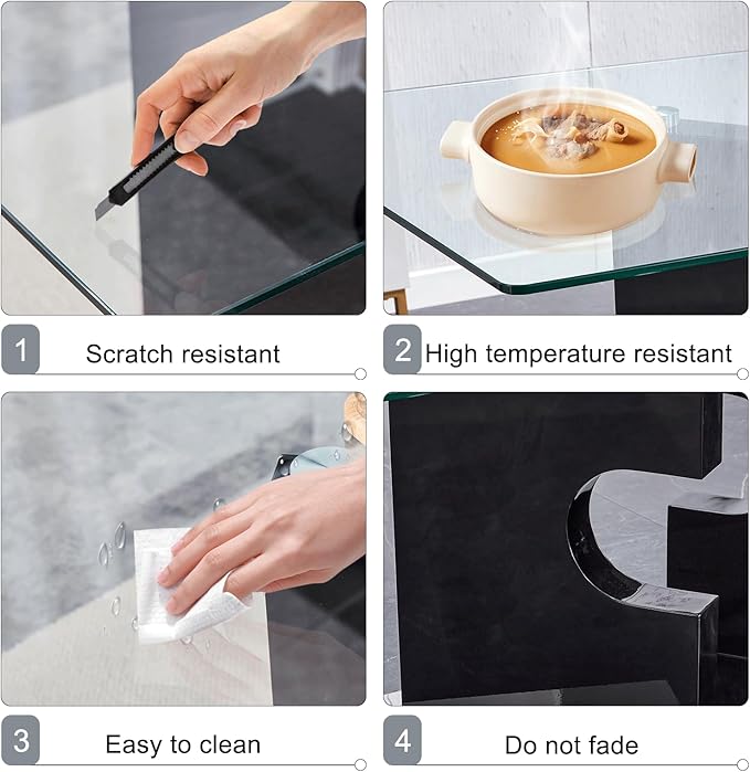 Glass Dining Table Set for 6,7 Piece Dining Table Set, Tempered Glass Table Top and Modern Design MDF Base with 6 PU Leather Ergonomic Dining Chairs