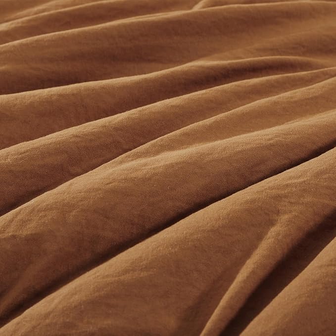 WRENSONGE Terracotta King Comforter Set, 7 Pieces Soft Microfiber King Size Comforter with Fitted Sheet, Flat Sheet 2 Pillow Shams, and 2 Pillowcases- Warm King Bedding Set for All Season