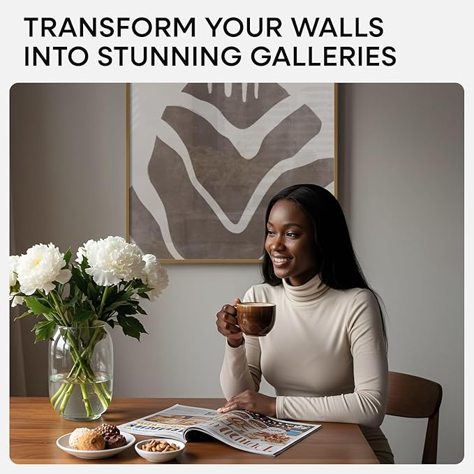 Homeforia 22x28 Picture Frame Bronze, High End Metal 22 x 28 Large Poster Frames with Mat 18 by 24 Photo, 22x28 Brass Frame Matted to 18x24 Print, 28x22 Thin Frames, Tempered Glass, Wall Kit, Set of 3