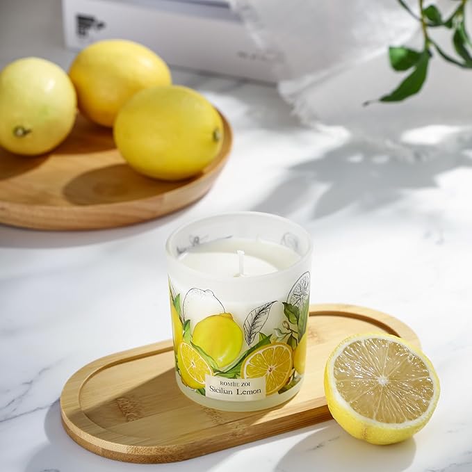 ROMIIE ZOI Scented Candle - Sicilian Lemon- 6oz Aromatherapy Soy Wax Jar Candle for Home, Gifts for Women - 170g