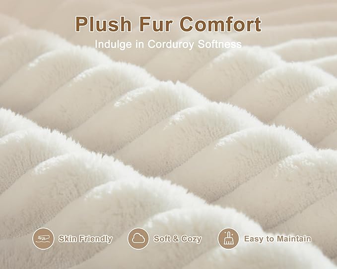 62" Oversized Chaise Lounge Chair Indoor, Fluffy Corduroy Upholstered Boneless Couch, Convertible Sleeper Sofa Bed & Reading Chair, Cloud Sofa Couches for Living Room, No Assembly, Beige